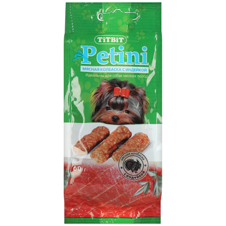 TiTBiT лакомство колбаски Petini с индейкой для собак