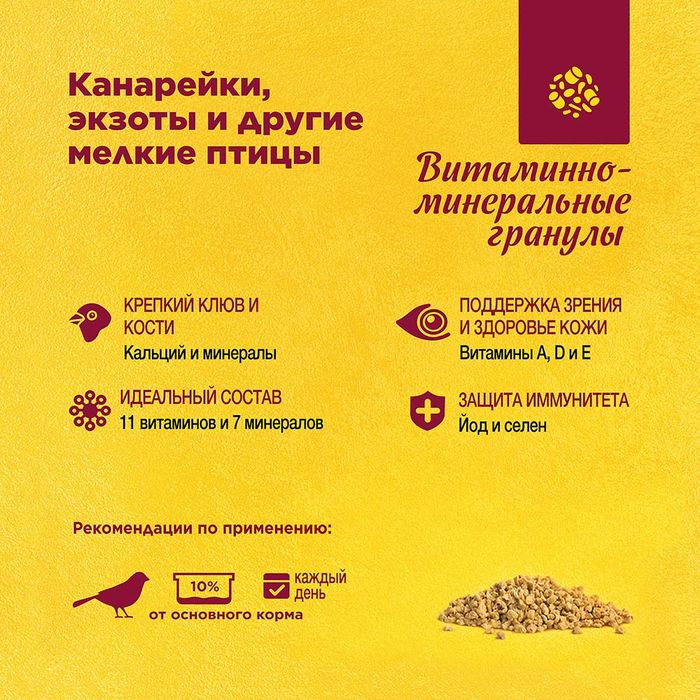 РИО Rio витаминно-минеральные гранулы для канареек, экзотов и других мелких птиц
