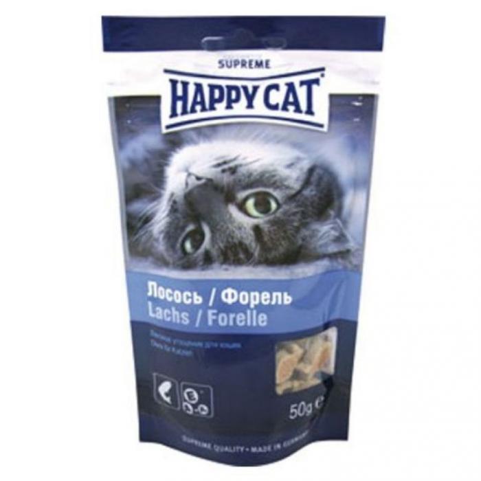 Happy Cat лакомые подушечки для кошек с лососем