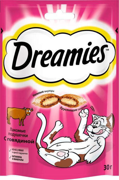 Dreamies лакомство для кошек подушечки с говядиной