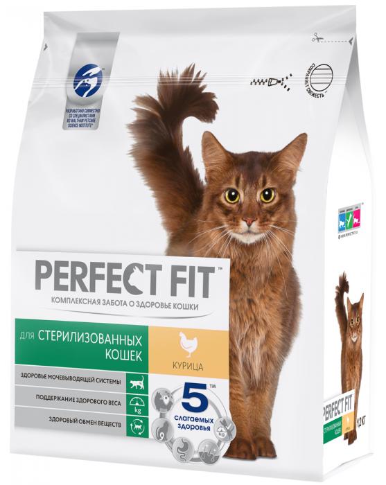 Perfect Fit корм для взрослых стерилизованных кошек всех пород, курица