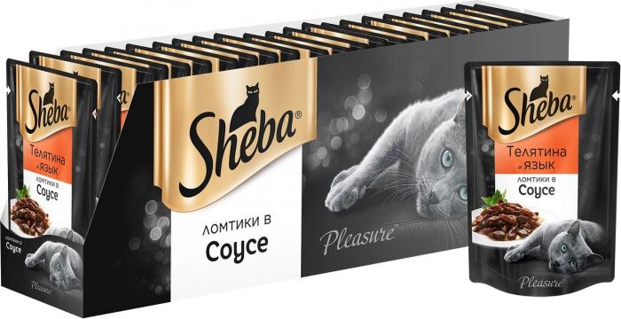 Sheba Pleasure влажный корм для кошек с телятиной и языком в соусе
