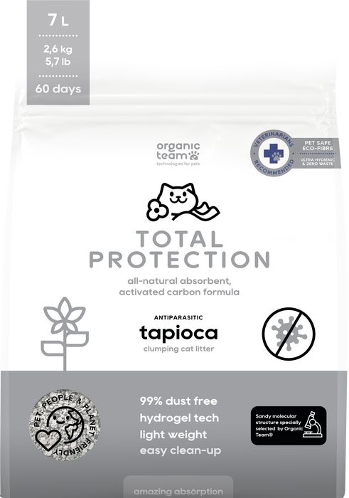 Organic team Total Protection Antiparasitic комкующийся наполнитель для кошачьего туалета из маниоки