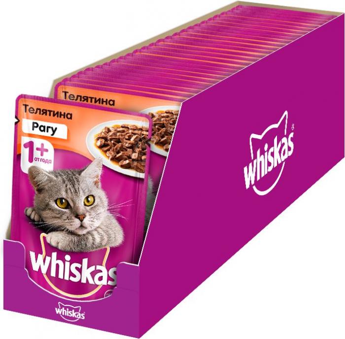 Whiskas влажный корм для кошек рагу с телятиной
