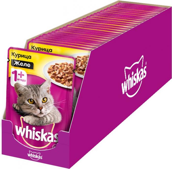 Whiskas влажный корм для кошек желе с курицей