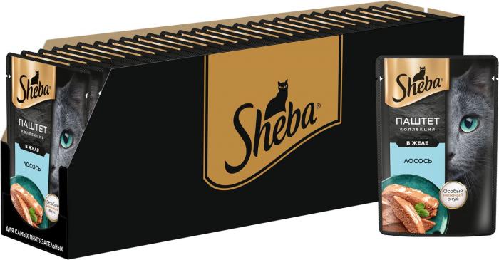 Sheba влажный корм для кошек, нежный паштет в желе, с лососем