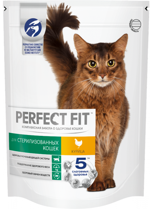 Perfect Fit корм для взрослых стерилизованных кошек всех пород, курица