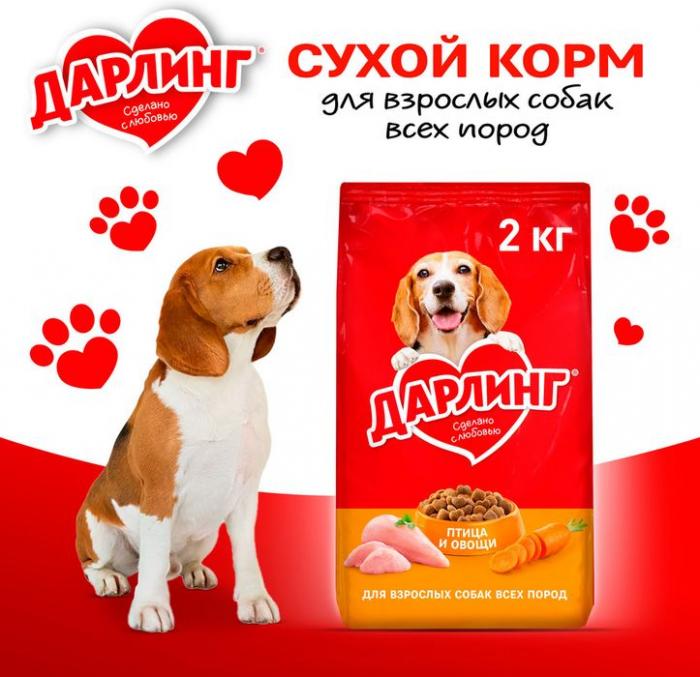 Сухой корм ДАРЛИНГ для взрослых собак, с птицей и добавлением овощей