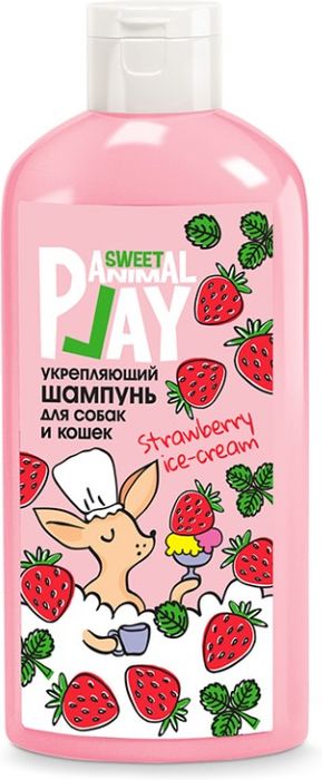 Animal Play Sweet шампунь для собак и кошек, укрепляющий, клубничное мороженое