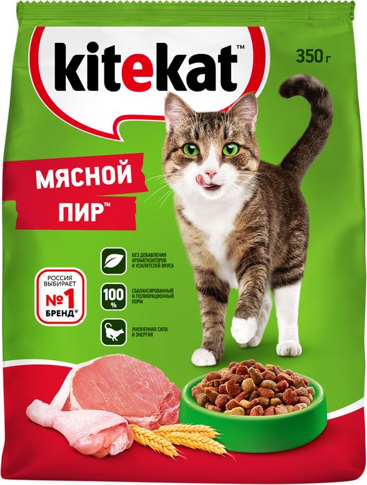 Kitekat корм для взрослых кошек, мясной пир