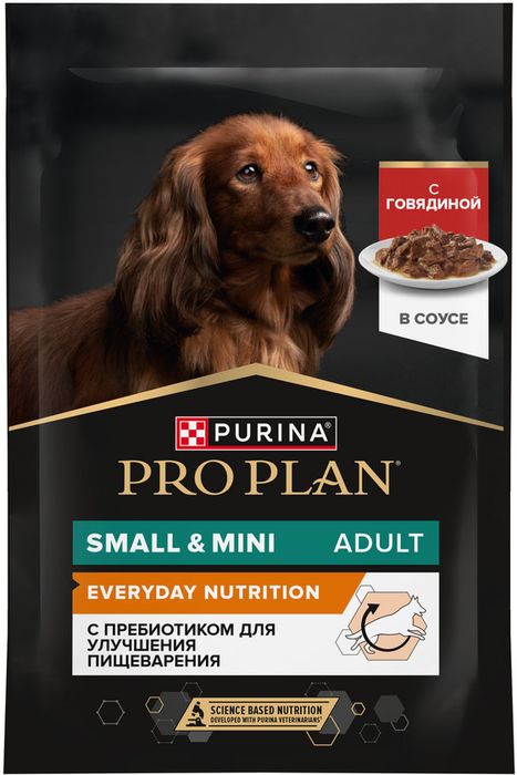 Влажный корм Pro Plan® для взрослых собак мелких и карликовых пород, с говядиной в соусе