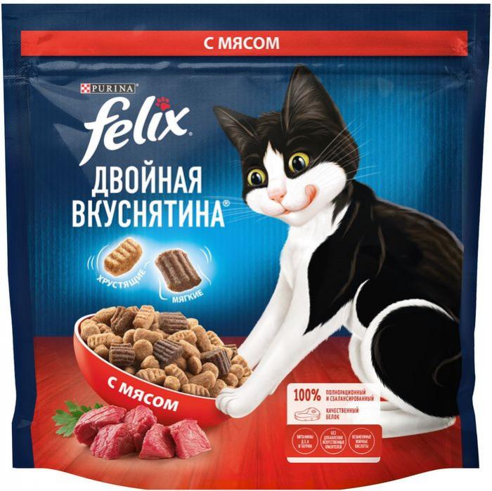 Сухой корм Felix® Двойная Вкуснятина® для взрослых кошек, с мясом