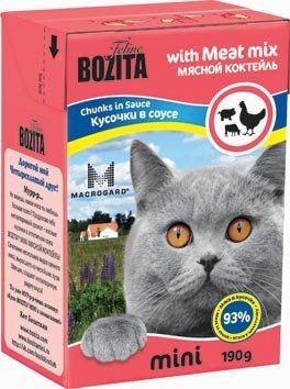 Bozita Мини Мясной коктейль влажный корм для кошек кусочки в соусе
